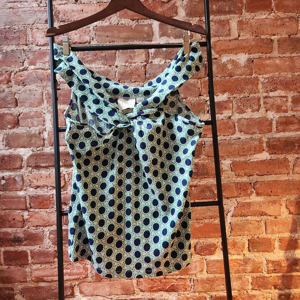 Maeve Blue Sleeveless Blouse with Tie Front